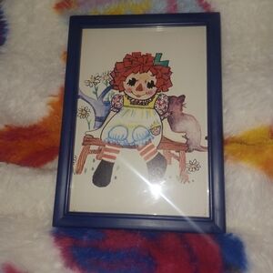 Framed Rag Doll Art with Blue Frame